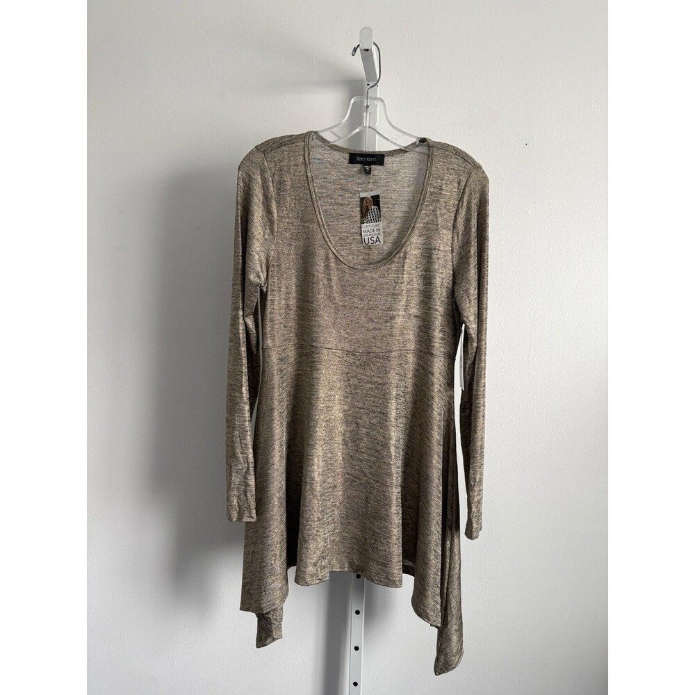 Karen Kane Gold Winter Metallic Handkerchief Top Pullover Tunic Size Large NWT